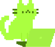 pixel cat typing on a computer